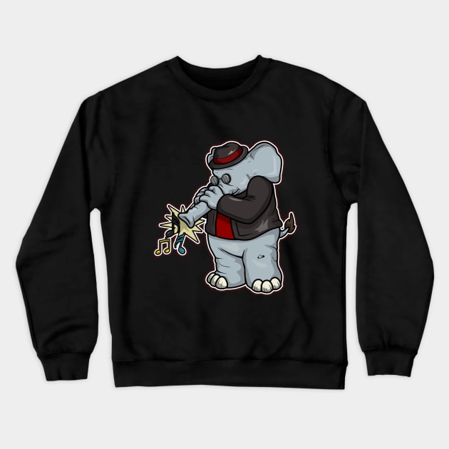 Funny elephant is playing the trumpet Crewneck Sweatshirt by Markus Schnabel